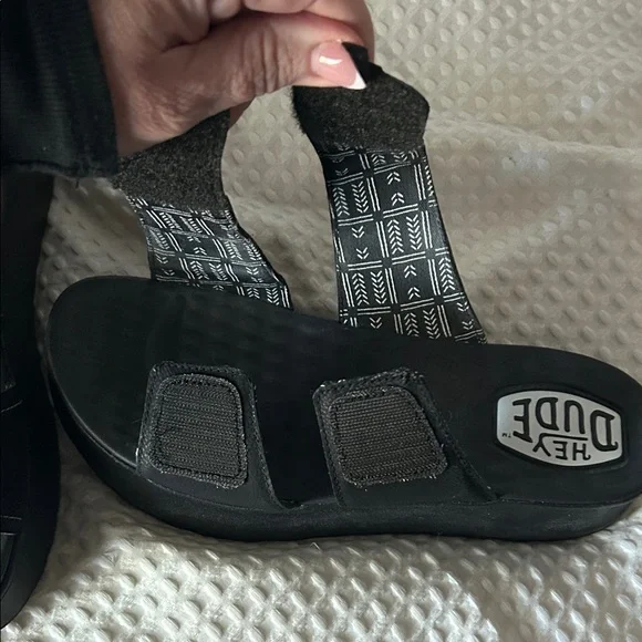 Hey Dude Black Slide Sandals size 9 wide - Picture 3 of 9